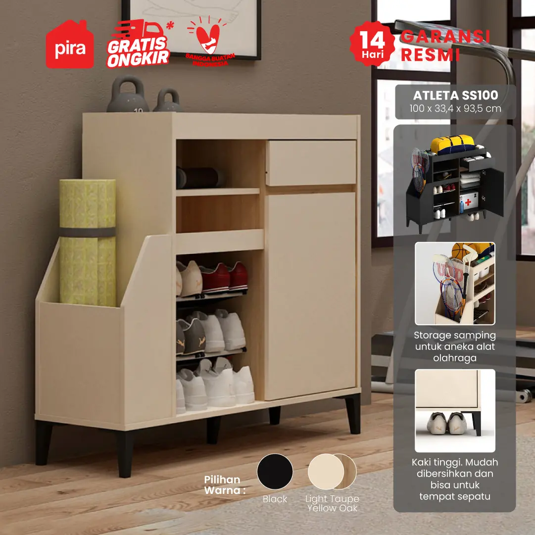 PIRA -  ATLETA SS100 TEMPAT PENYIMPANAN ALAT OLAHRAGA / BUFET warna LIGHT TAUPE - YELLOW OAK - PIRA - foto 1