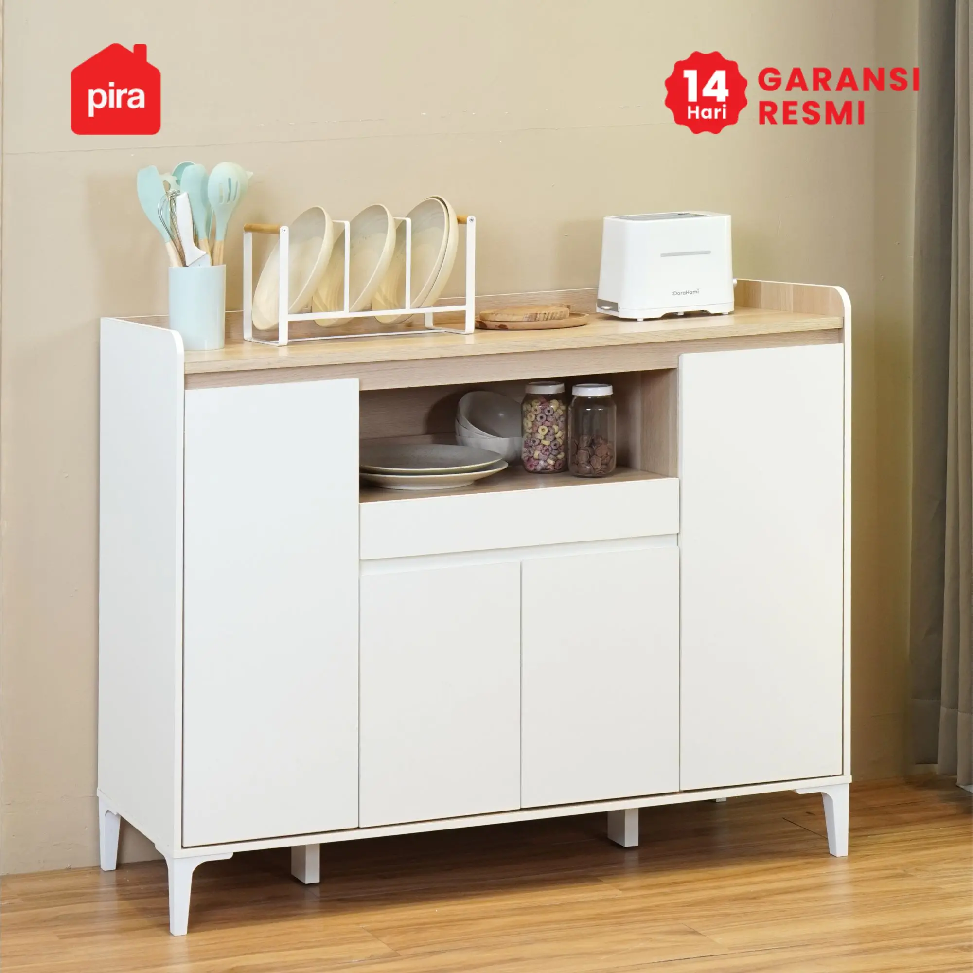PIRA METROPOLIS OX -  HIRO SB121 BUFET / LEMARI DAPUR / KABINET DAPUR / MEJA TV / SIDEBOARD / RAK SERBAGUNA warna WHITE - PRO OAK - PIRA METROPOLIS OX - foto 7