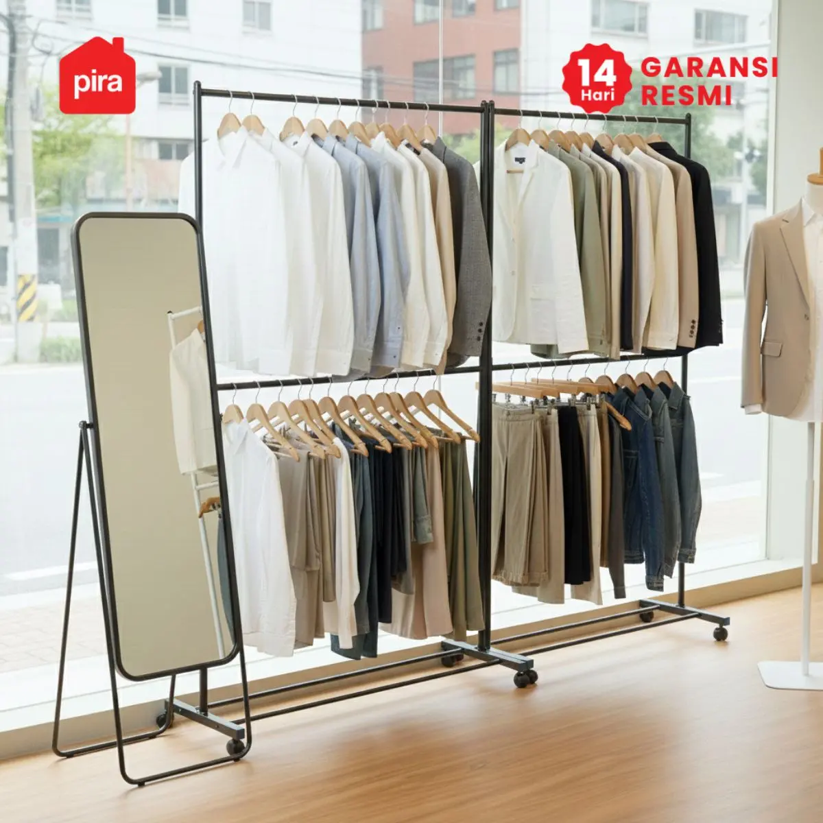 PIRA - ATLA CR 101 W RAK GANTUNG BAJU / STAND GANTUNGAN / STAND HANGER / RAK BESI warna BLACK - PIRA - foto 3