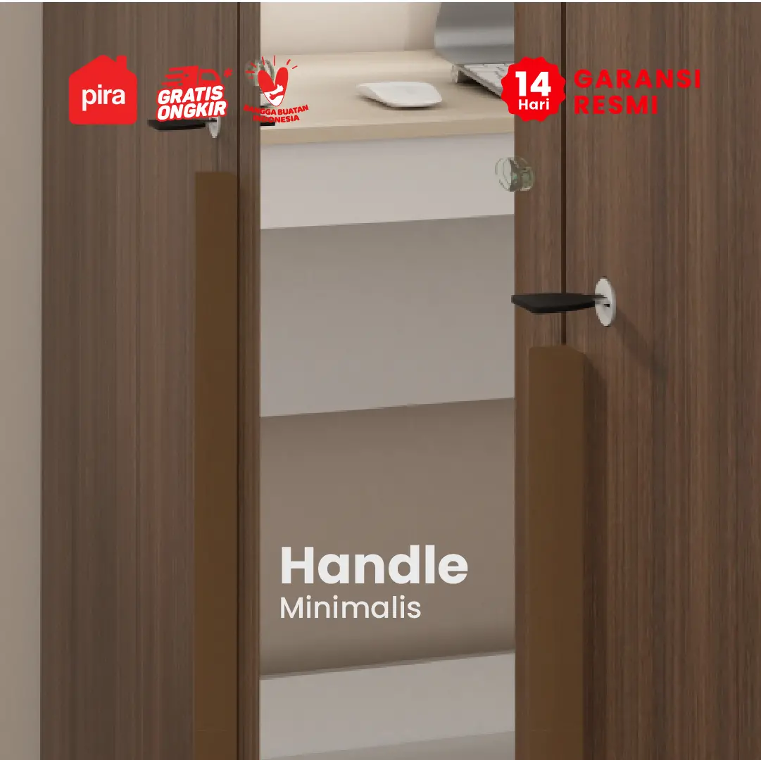 PIRA METROPOLIS -  YONA AVA 3PS LEMARI PAKAIAN 3 PINTU DENGAN LEBIH BANYAK RAK warna AMERICAN WALNUT - GOLD HAIRLINE - PIRA METROPOLIS - foto 4