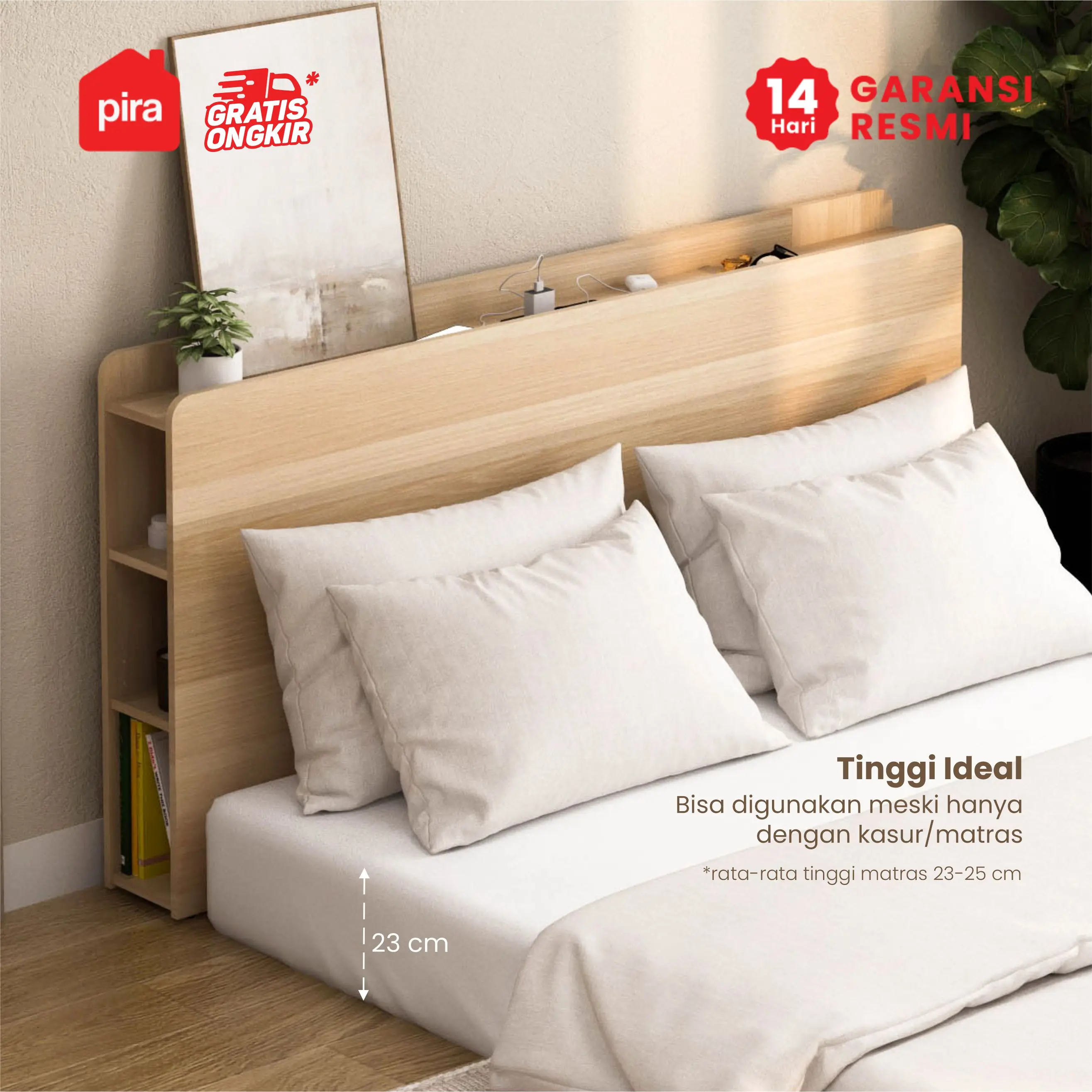 PIRA - MALTA HB160 HEADBOARD KASUR / SANDARAN KASUR / DIPAN / DIPAN TEMPAT TIDUR warna PRO OAK - PIRA - foto 6