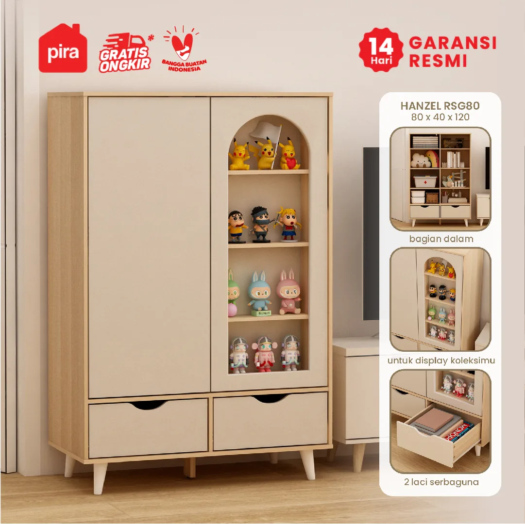 PIRA METROPOLIS - HANZEL RSG80 RAK SERBAGUNA / RAK DISPLAY warna PRO OAK - LIGHT TAUPE - PIRA METROPOLIS - foto 1
