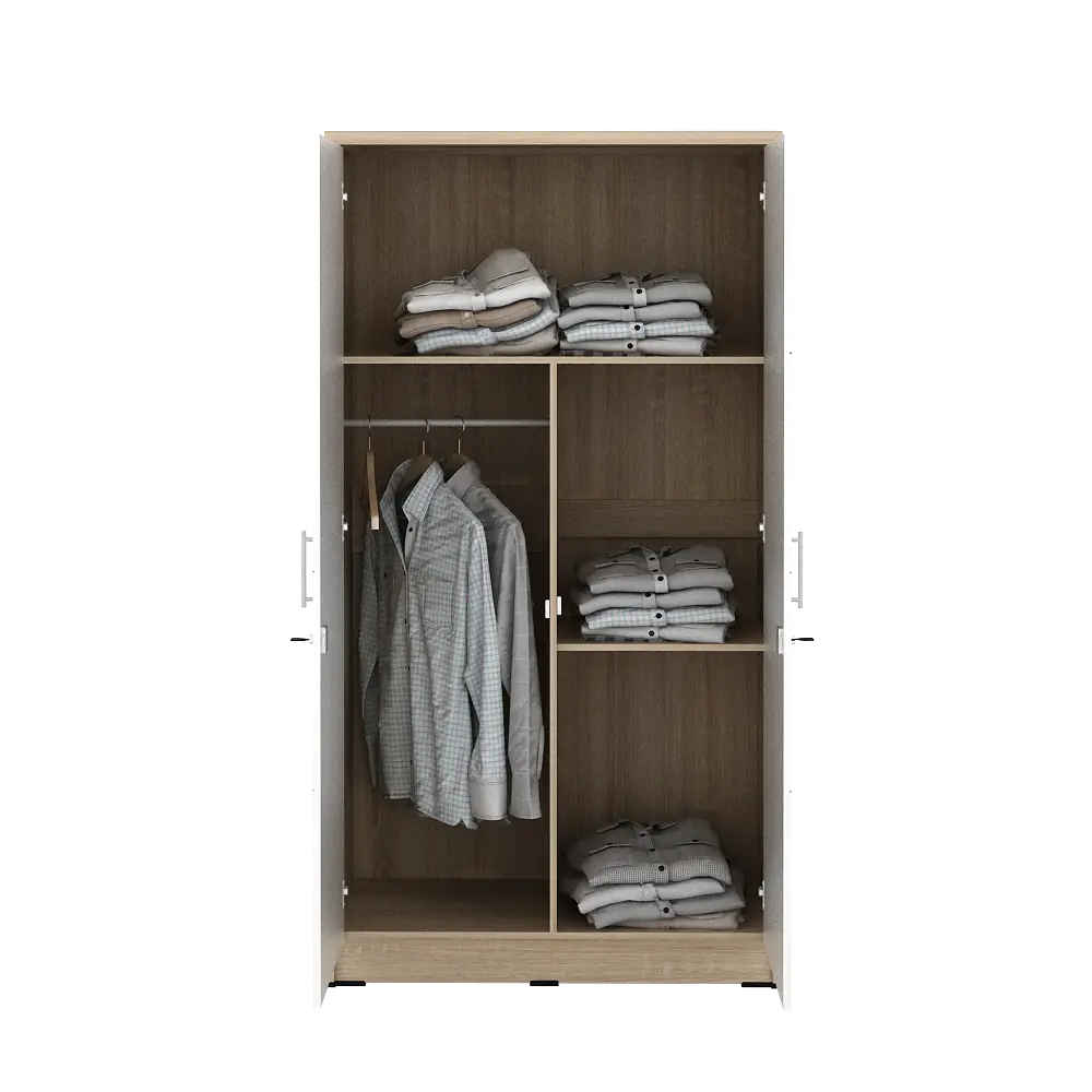 PIRA METROPOLIS - ALBA 2PM LT LEMARI PAKAIAN MEDIUM 2 PINTU warna SONOMA OAK - WHITE - WHITE - METROPOLIS - foto 7