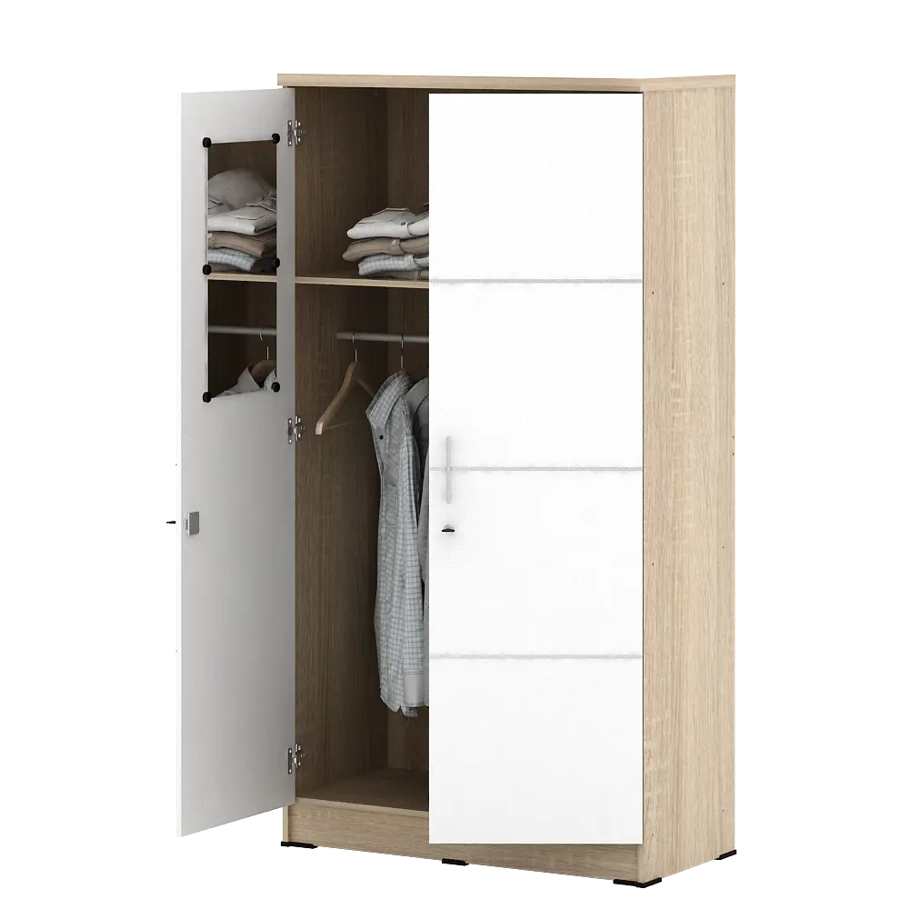 PIRA METROPOLIS - ALBA 2PM LT LEMARI PAKAIAN MEDIUM 2 PINTU warna SONOMA OAK - WHITE - WHITE - METROPOLIS - foto 8