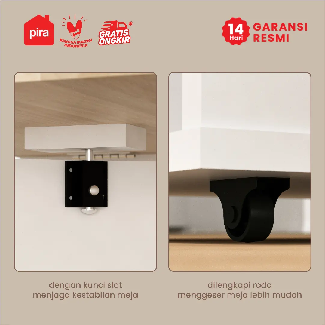 PIRA - KUMI DT MEJA MAKAN / MEJA MAKAN LIPAT DENGAN BUFET warna WHITE SM - PRO OAK - PIRA - foto 3