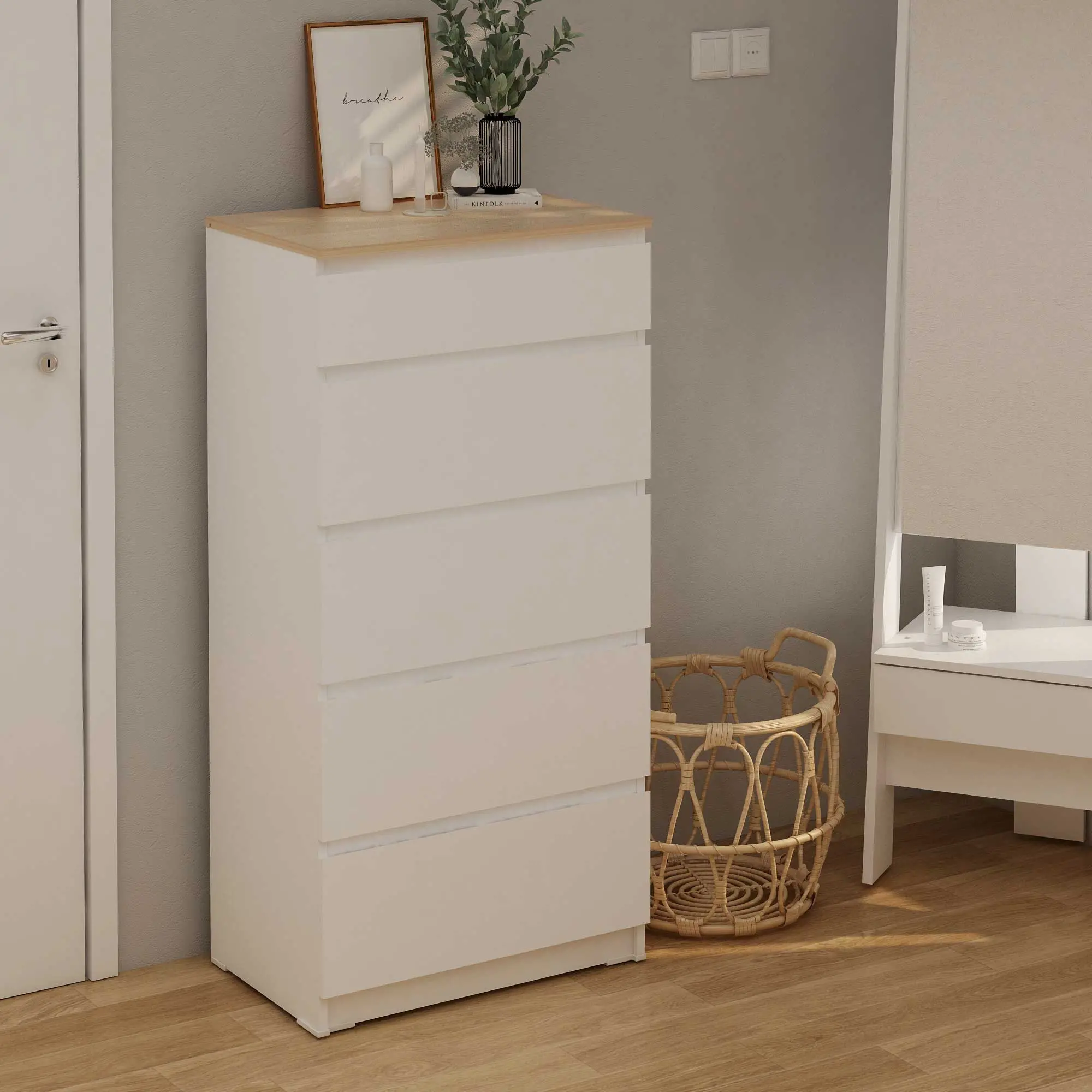 PIRA - LINUS CH5 LEMARI LACI warna WHITE SM - PRO OAK - PIRA - foto 2