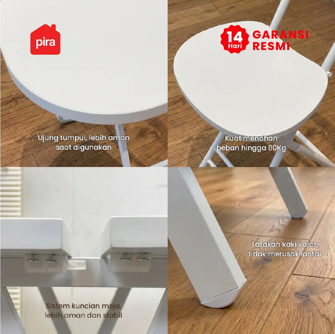 PIRA - COMPACT FT100 MEJA MAKAN / MEJA LIPAT / MEJA TERAS / MEJA CAFE / KURSI MAKAN / KURSI LIPAT / MEJA MAKAN SET KURSI warna WHITE MATTE - PIRA - foto 6