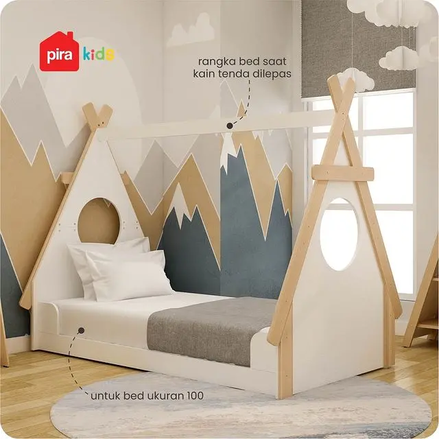 PIRA KIDS - BOHO BD100 TEMPAT TIDUR ANAK / DIVAN ANAK warna PRO OAK - WHITE SM - WHITE VN - GREY VN - PIRA KIDS - foto 3
