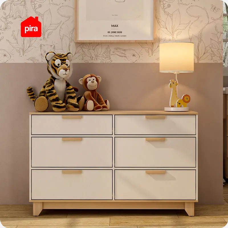PIRA METROPOLIS -  BEN CH3+3 LEMARI LACI 3+3 SUSUN / KABINET warna PRO OAK - WHITE - PIRA METROPOLIS - foto 3