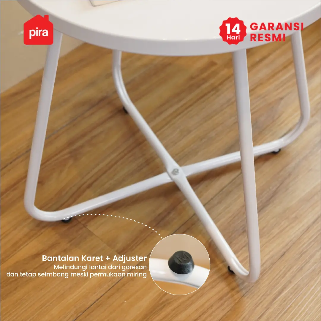 PIRA -  YUNA MET42 MEJA SAMPING / MEJA SUDUT / MEJA CAFE / MEJA NAKAS / MEJA TERAS / MEJA KECIL warna WHITE - PIRA - foto 6