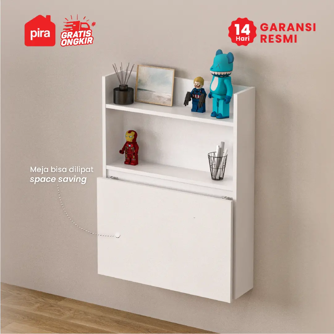 PIRA - AVON HD60 MEJA LIPAT DINDING / MEJA LAPTOP LIPAT / MEJA KERJA LIPAT warna WHITE - PIRA - foto 3