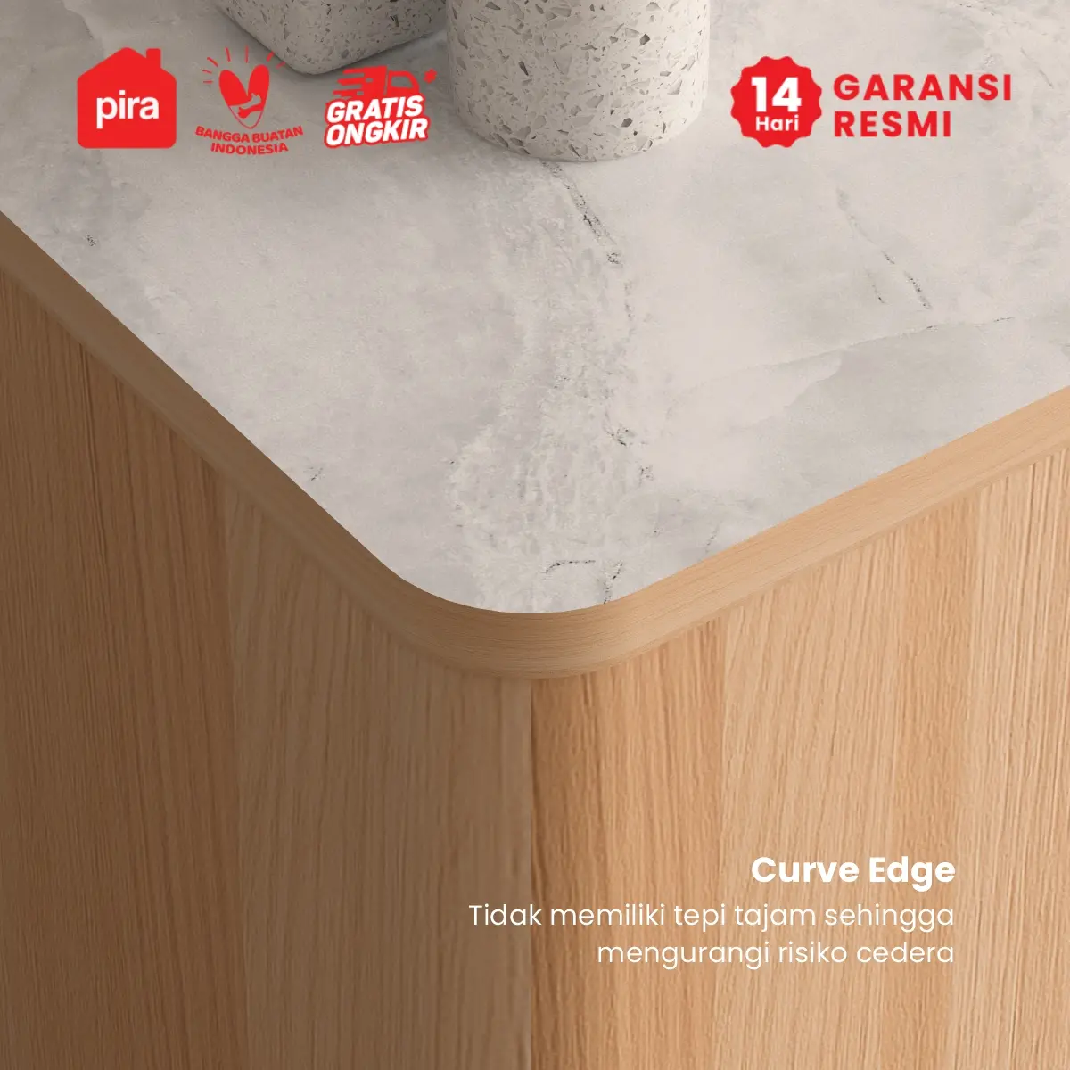 PIRA - ADERA SB140 BUFET / SIDEBOARD / LEMARI KABINET / RAK DAPUR / MEJA TV warna PRO OAK - WHITE MARBLE - PIRA - foto 7