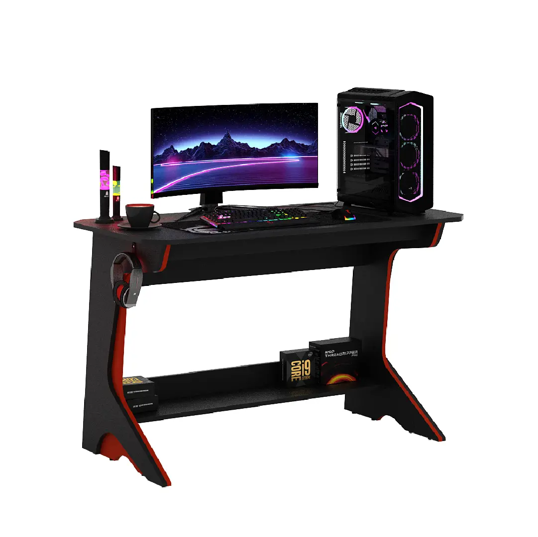 PIRA -  SONIC DK120 MEJA KOMPUTER / MEJA GAMING / MEJA KERJA / MEJA BELAJAR / MEJA KANTOR warna BLACK - RED - PIRA - foto 2