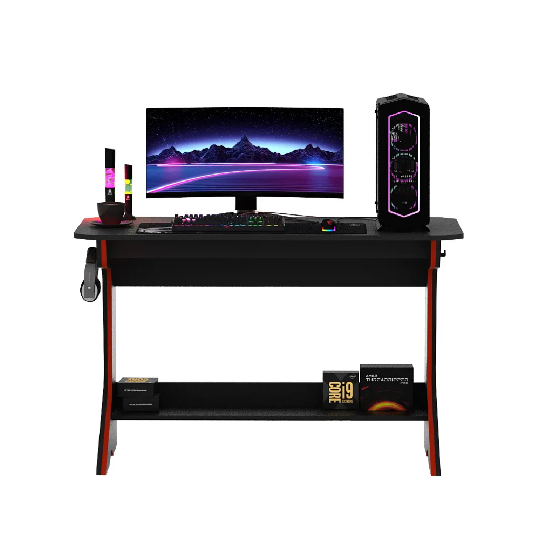 PIRA -  SONIC DK120 MEJA KOMPUTER / MEJA GAMING / MEJA KERJA / MEJA BELAJAR / MEJA KANTOR warna BLACK - RED - PIRA - foto 3