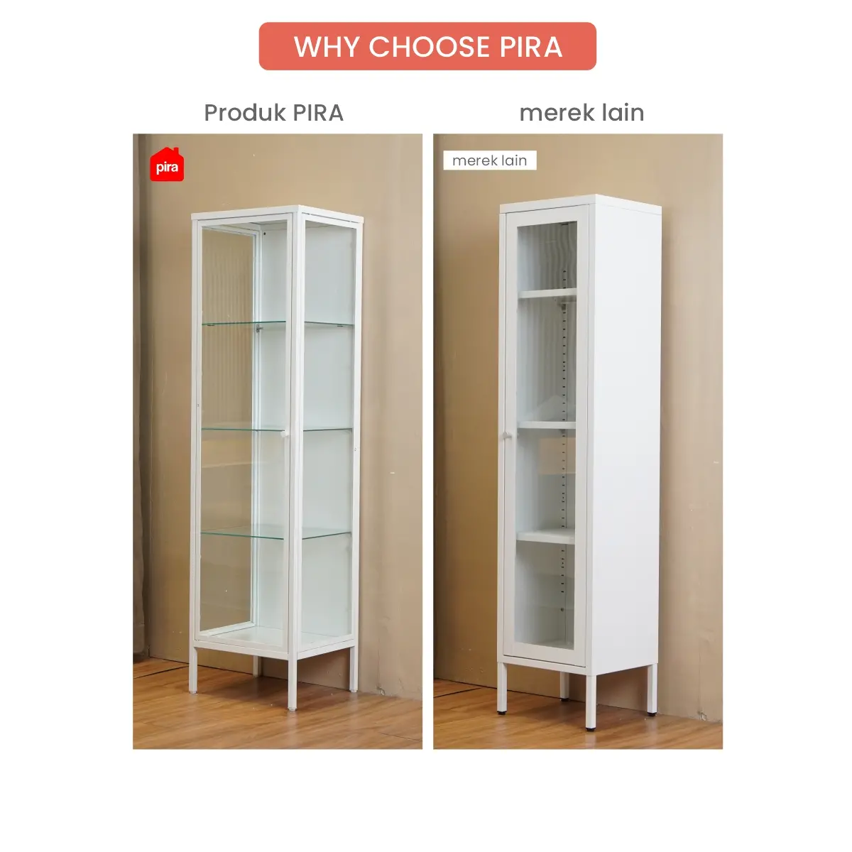 PIRA - GION MSC80 RAK DISPLAY / RAK BUKU / SHOWCASE / LEMARI PAJANGAN / LEMARI HIAS warna WHITE - PIRA - foto 5