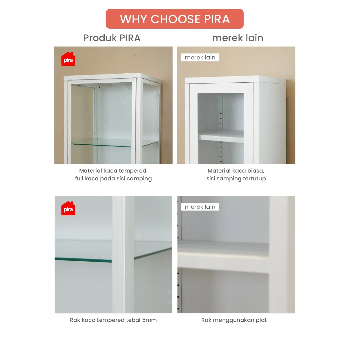 PIRA - GION MSC80 RAK DISPLAY / RAK BUKU / SHOWCASE / LEMARI PAJANGAN / LEMARI HIAS warna WHITE - PIRA - foto 6