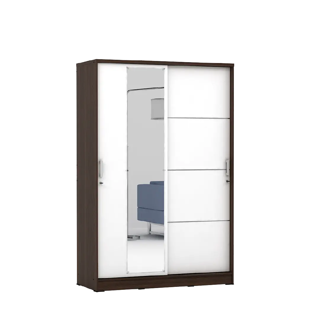 PIRA METROPOLIS - ALBA BAZ SL120LT LEMARI PAKAIAN 2 PINTU GESER warna AMERICAN WALNUT - WHITE - METROPOLIS - foto 4