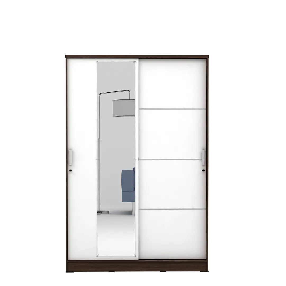 PIRA METROPOLIS - ALBA BAZ SL120LT LEMARI PAKAIAN 2 PINTU GESER warna AMERICAN WALNUT - WHITE - METROPOLIS - foto 3