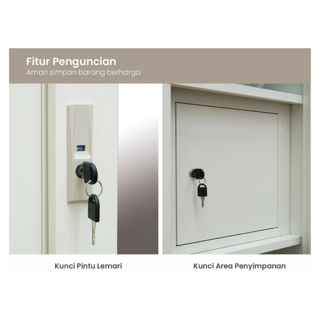 PIRA - LINIO 160 SSL MWDSL LEMARI PAKAIAN BESI SLIDING / PINTU GESER / LEMARI JUMBO warna WHITE - LIGHT GREY - PIRA - foto 11