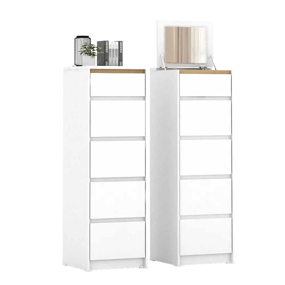 PIRA METROPOLIS OX -  HIRO CHDS5 LEMARI LACI 5 SUSUN DENGAN KACA warna WHITE - PRO OAK - PIRA METROPOLIS OX - foto 2