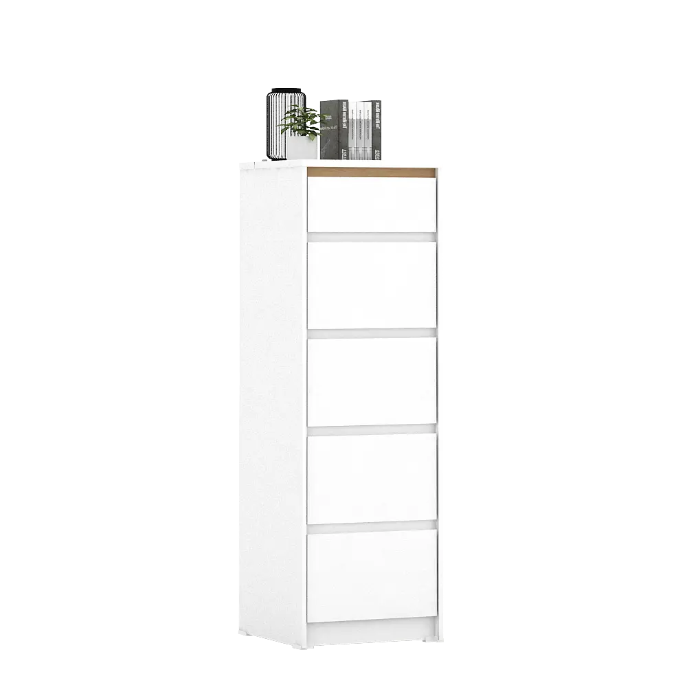PIRA METROPOLIS OX -  HIRO CHDS5 LEMARI LACI 5 SUSUN DENGAN KACA warna WHITE - PRO OAK - PIRA METROPOLIS OX - foto 3