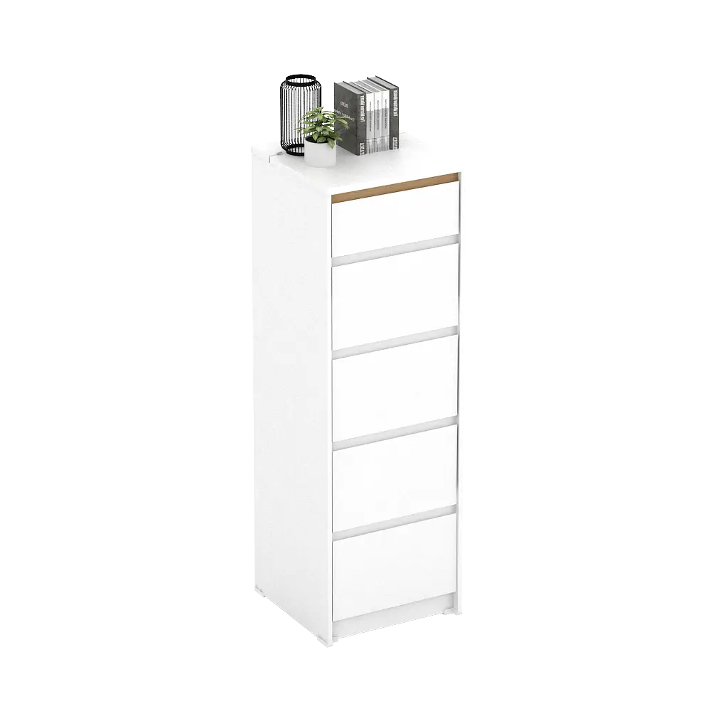 PIRA METROPOLIS OX -  HIRO CHDS5 LEMARI LACI 5 SUSUN DENGAN KACA warna WHITE - PRO OAK - PIRA METROPOLIS OX - foto 4