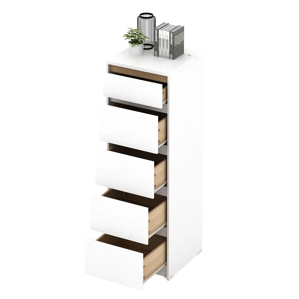 PIRA METROPOLIS OX -  HIRO CHDS5 LEMARI LACI 5 SUSUN DENGAN KACA warna WHITE - PRO OAK - PIRA METROPOLIS OX - foto 5