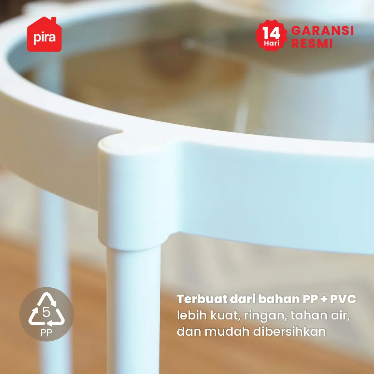 PIRA -  ONI ROUND PET SERIES MEJA SAMPING / MEJA NAKAS / MEJA KOPI / MEJA SUDUT / MEJA KECIL DENGAN RODA warna WHITE - PIRA - foto 7