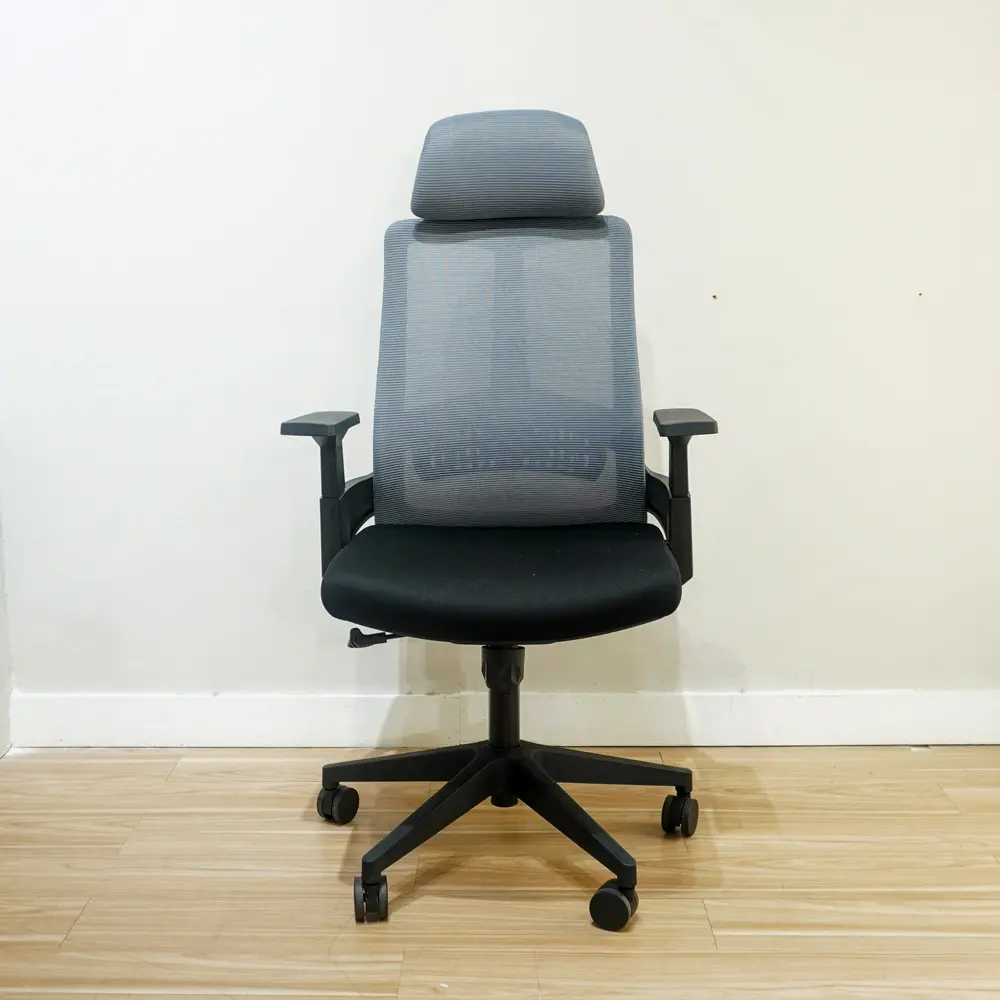 WORKDESIGN - AHSOKA PC PR KURSI KANTOR / KURSI KERJA ERGONOMIS DENGAN SANDARAN KEPALA DAN LUMBAR SUPPORT warna DARK GREY - BLACK - WORKDESIGN - foto 6