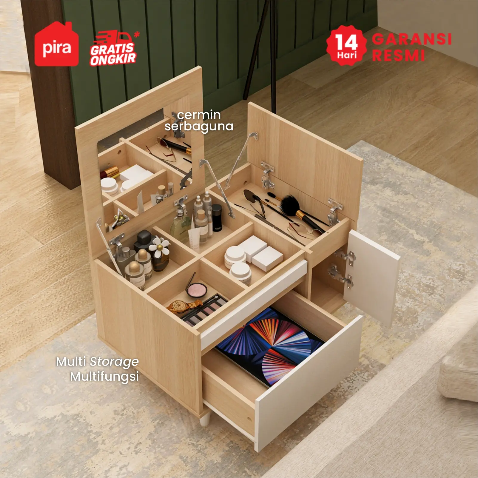 PIRA METROPOLIS OX - FUJI CTDS60 MEJA RIAS / MEJA SAMPING / MEJA MULTIFUNGSI / MEJA TAMU warna PRO OAK - WHITE - PIRA METROPOLIS OX - foto 3