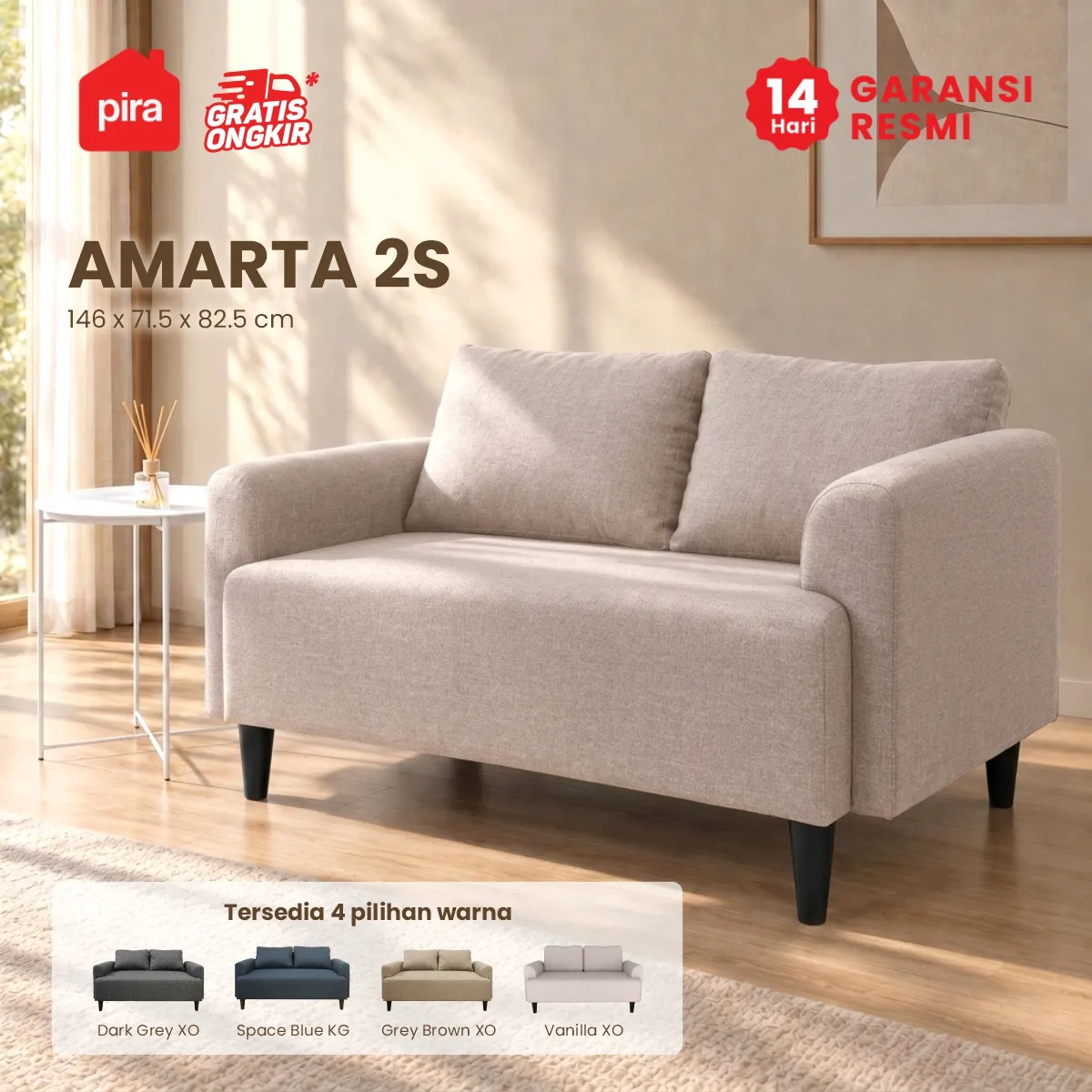 PIRA - AMARTA 2S SOFA 2 SEATER warna VANILA XO - PIRA - foto 1