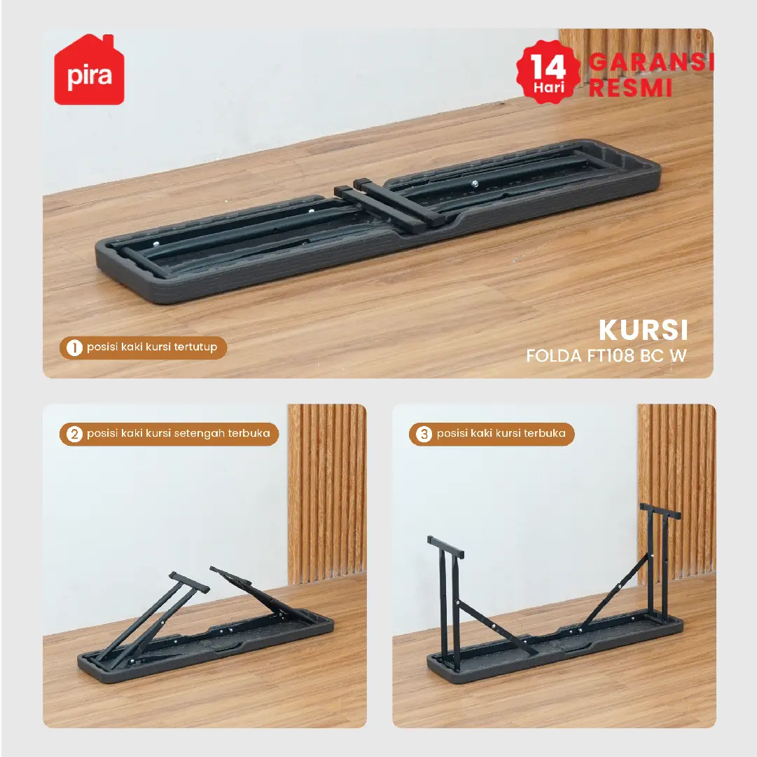 PIRA - FOLDA FD108 BC W SET MEJA LIPAT OUTDOOR / MEJA SERBAGUNA / MEJA PIKNIK / MEJA MAKAN warna DARK GREY - PIRA - foto 8