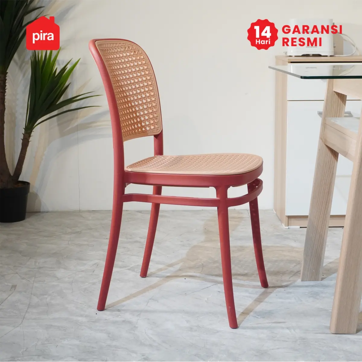PIRA - RATTA DC KURSI ROTAN PLASTIK / KURSI MAKAN / KURSI TERAS / KURSI SANTAI / KURSI CAFE / KURSI PLASTIK warna RED - BROWN - PIRA - foto 4