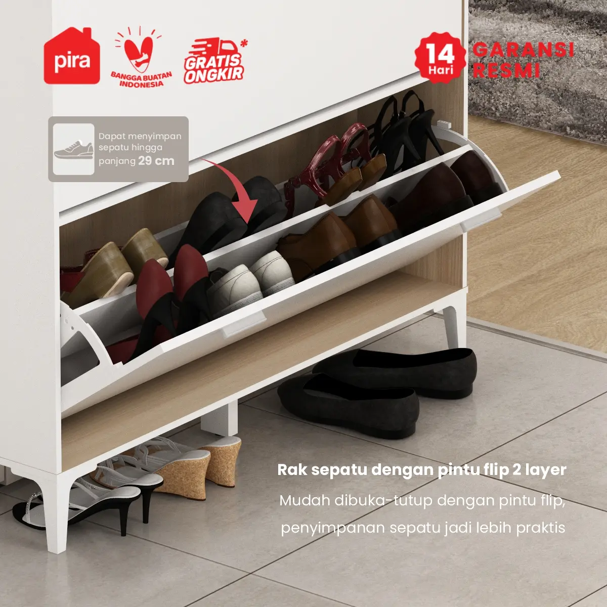 PIRA METROPOLIS OX -  HIRO SR110 RAK SEPATU / LEMARI SEPATU / RAK SEPATU SUSUN TERTUTUP warna WHITE - PRO OAK - PIRA METROPOLIS - foto 6