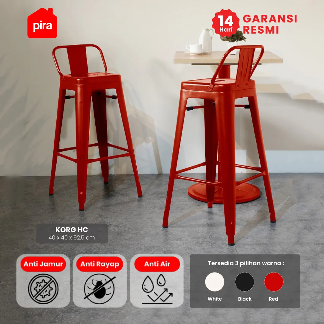 PIRA - KORG HC KURSI BAR / KURSI CAFE / KURSI BESI warna RED - PIRA - foto 1
