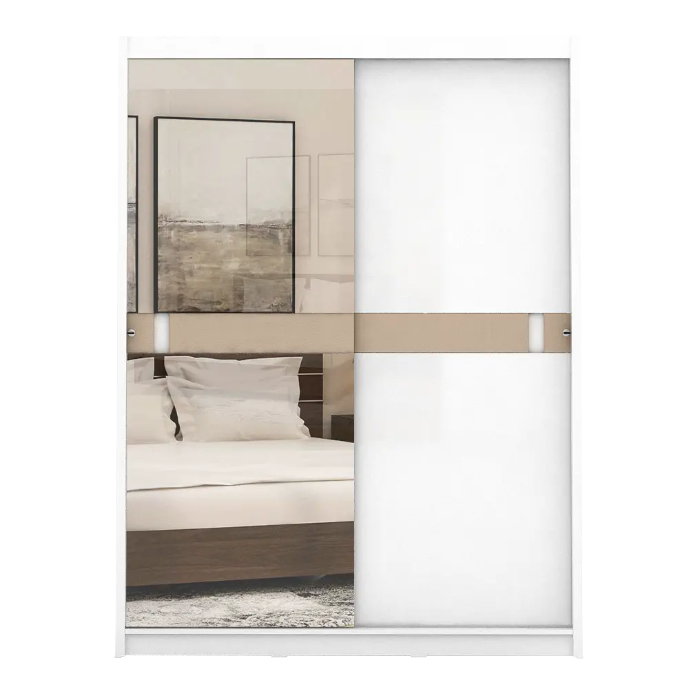 PIRA - KAST ABE WDSL150 GL MR LEMARI PAKAIAN PINTU GESER / SLIDING DENGAN CERMIN warna WHITE SM - WHITE GLOSSY - PIRA - foto 10