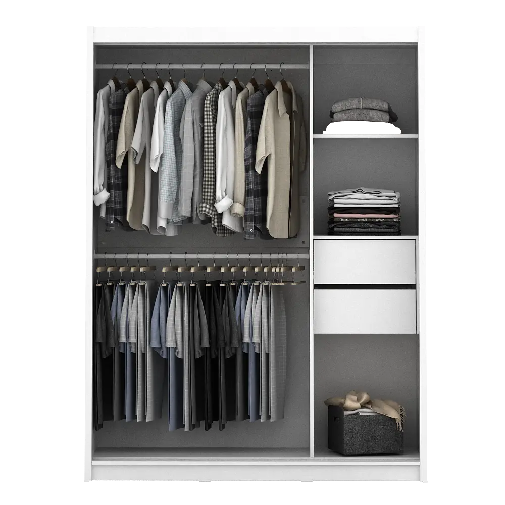 PIRA - KAST ABE WDSL150 GL MR LEMARI PAKAIAN PINTU GESER / SLIDING DENGAN CERMIN warna WHITE SM - WHITE GLOSSY - PIRA - foto 11