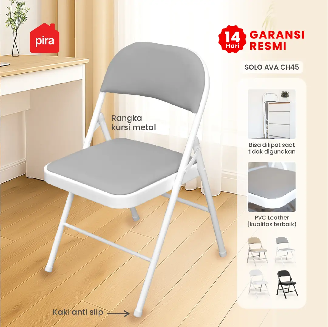 PIRA - SOLO AVA CH45 KURSI LIPAT OUTDOOR / KURSI LIPAT / KURSI CAFE warna WHITE - GREY - PIRA - foto 1