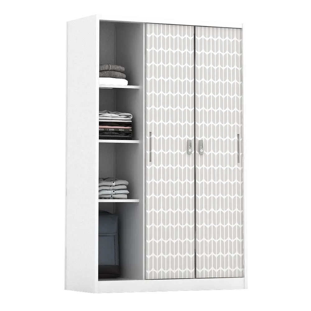 PIRA - KELSEY 3A SSL MWD LEMARI PAKAIAN BESI 3 PINTU SLIDING / PINTU GESER warna WHITE - PIRA - foto 3