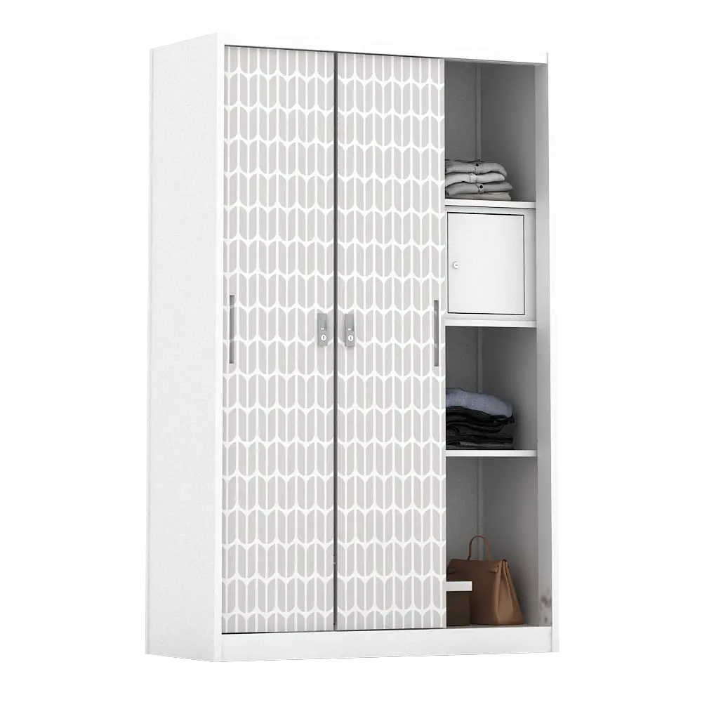 PIRA - KELSEY 3A SSL MWD LEMARI PAKAIAN BESI 3 PINTU SLIDING / PINTU GESER warna WHITE - PIRA - foto 4