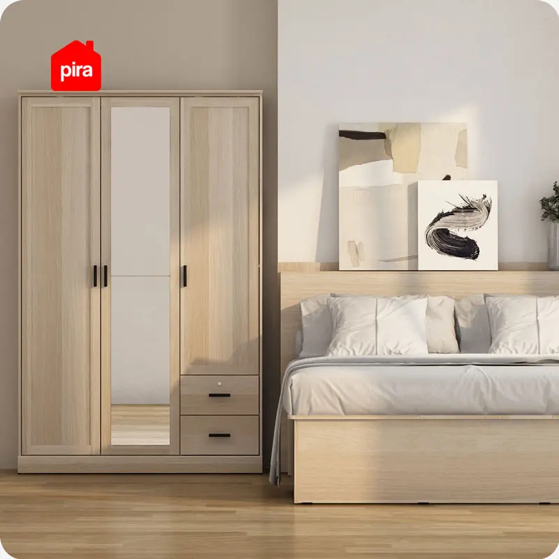 PIRA METROPOLIS -  YORK 3P 2DR LEMARI PAKAIAN 3 PINTU DENGAN 2 LACI warna PRO OAK - PIRA METROPOLIS - foto 3