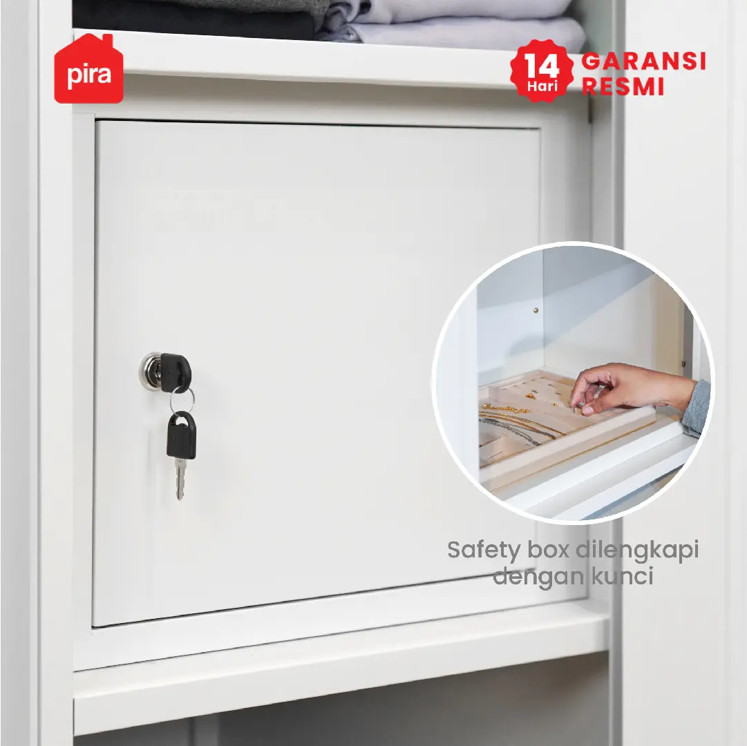 PIRA OX -  RALF 4P MWD LEMARI PAKAIAN BESI 4 PINTU DENGAN CERMIN warna WHITE - PIRA - foto 7