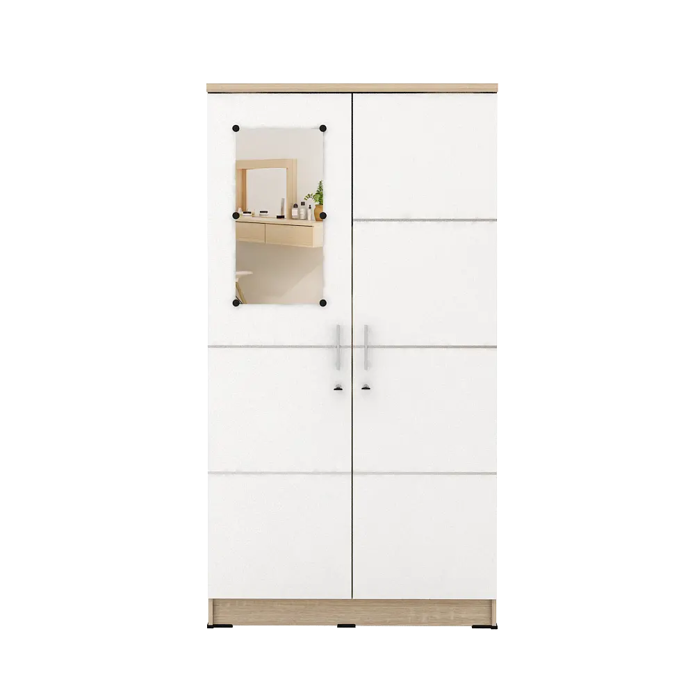 PIRA METROPOLIS - ALBA 2PM LT LEMARI PAKAIAN MEDIUM 2 PINTU warna SONOMA OAK - WHITE - WHITE - METROPOLIS - foto 5