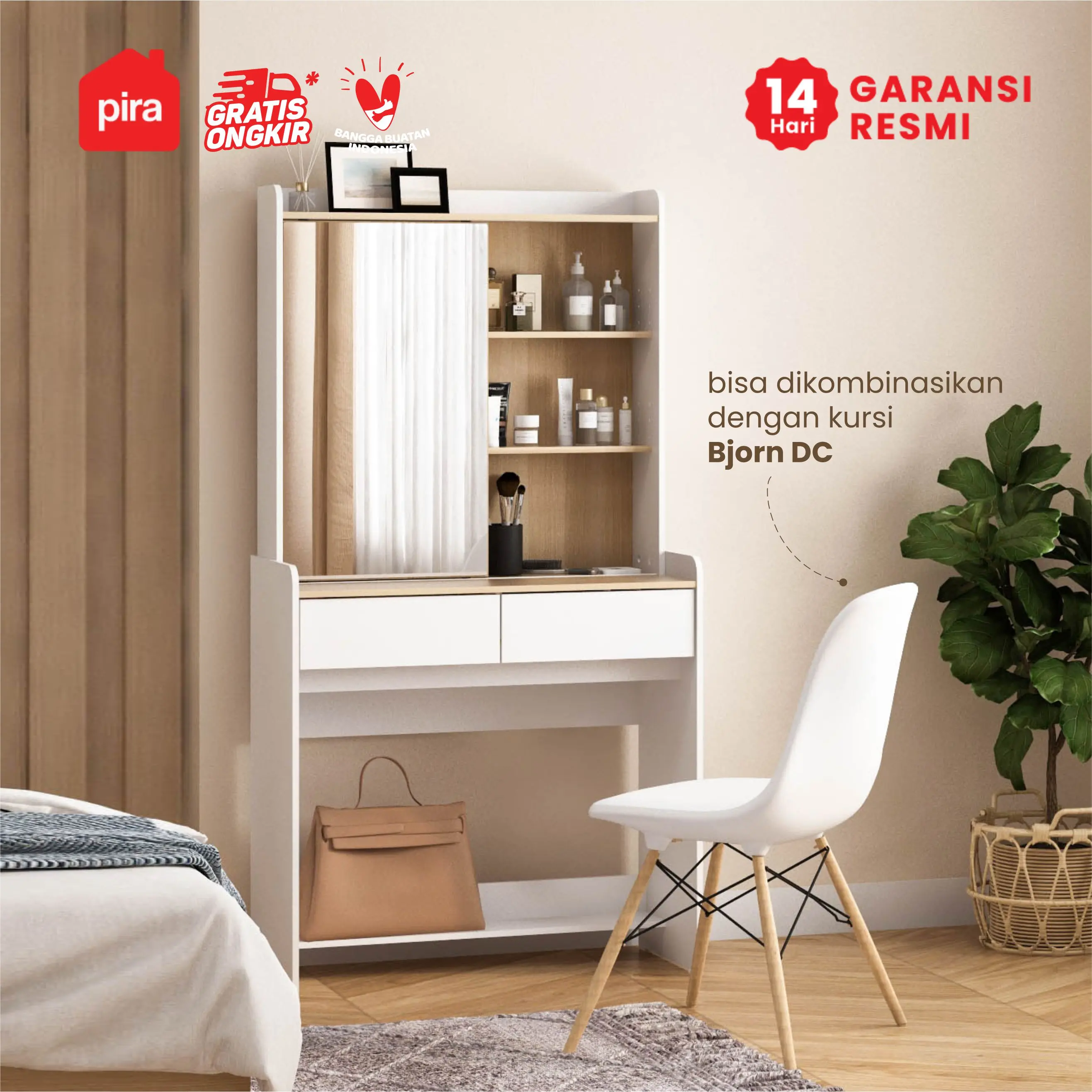 PIRA METROPOLIS -  SOLA DS80 SL MEJA RIAS DENGAN STOP KONTAK warna WHITE - PRO OAK - PIRA METROPOLIS - foto 7