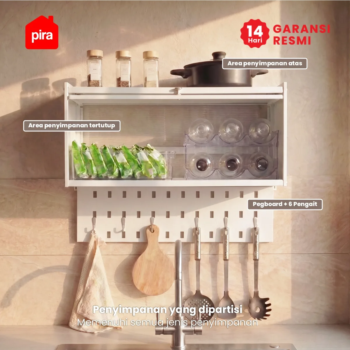PIRA - DISH AVA MDR65 H RAK PIRING / RAK PIRING GANTUNG / RAK DAPUR / RAK WASTAFEL / RAK PENGERING PIRING warna WHITE - PIRA - foto 2