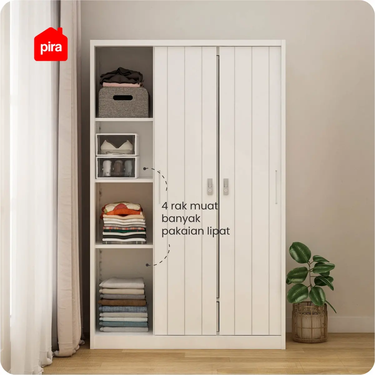 PIRA - SAXON 3 SSL MWD LEMARI PAKAIAN BESI 3 PINTU warna WHITE - BAVARIAN - foto 2
