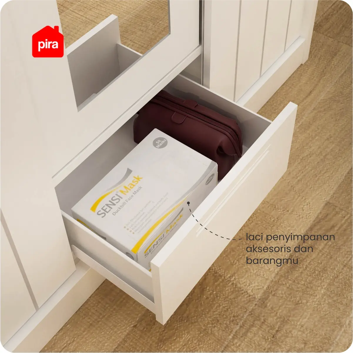 PIRA - SAXON 3 SSL MWD LEMARI PAKAIAN BESI 3 PINTU warna WHITE - BAVARIAN - foto 5
