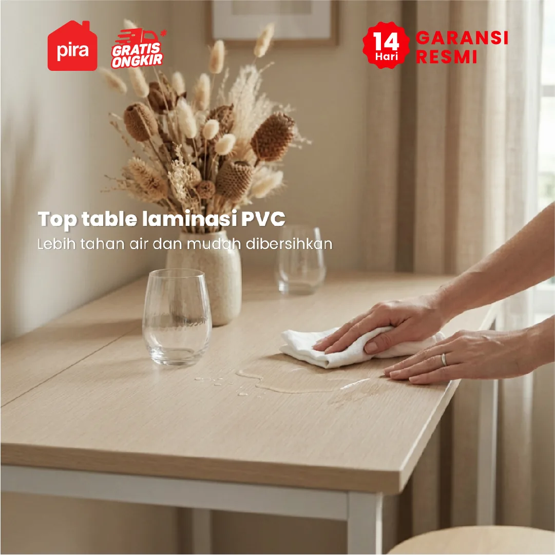 PIRA - FLIP FDTS90 MEJA MAKAN / MEJA MAKAN LIPAT SET 2 KURSI warna CREAM OAK - WHITE - PIRA - foto 6