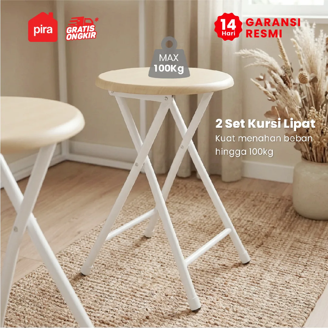 PIRA - FLIP FDTS90 MEJA MAKAN / MEJA MAKAN LIPAT SET 2 KURSI warna CREAM OAK - WHITE - PIRA - foto 7