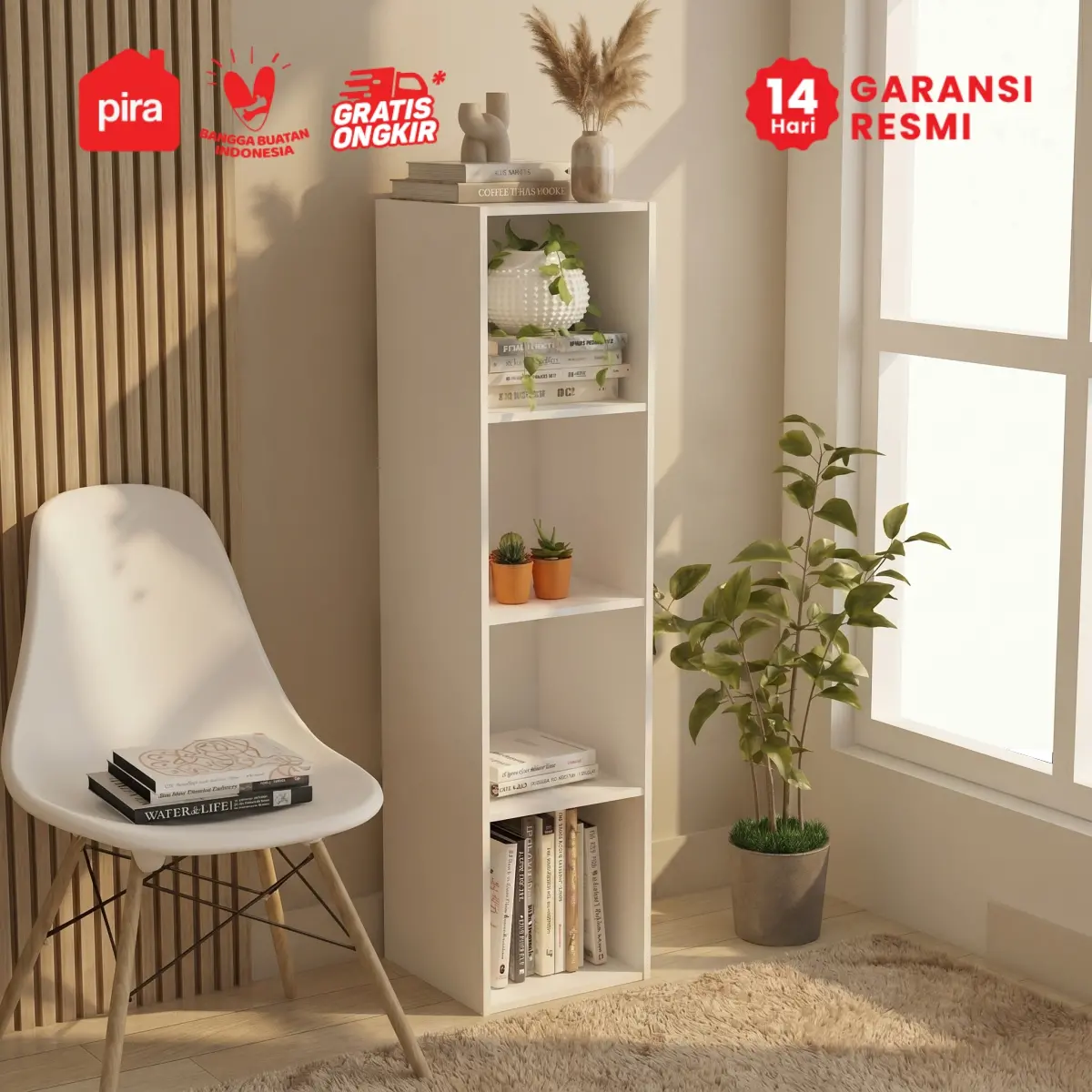 PIRA METROPOLIS -  HAKO SU 4X1 RAK 4 SUSUN / RAK SUSUN SERBAGUNA / RAK BUKU warna WHITE - PIRA METROPOLIS - foto 1